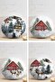 4-Piece Vineyard House Special Design Winter Themed Digital Printed Modern Round Pillow Throw Pillow Cover Set