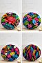 Set of 4 Colorful Feathers Round Pillow and Cushion Covers