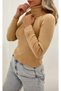 Women's Full Turtleneck Knitwear Sweater Biscuit Color