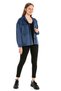 Ribbed Velvet Short Indigo Women's Shirt with Double Pockets on the Chest - 2