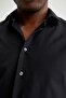 Slim Fit Polo Neck Poplin Long Sleeve Shirt - 5