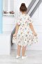 Girl's Belted Floral Patterned Dress - 6