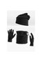 Unisex Men's Women's Fleece Black Beanie Neck Collar Gloves Set of 3