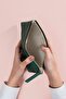 Emerald Green Leather Rectangular Bag - 2