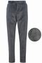 Men's Winter Slim Ribbed Cuff Dark Gray Velvet Trousers with Side Pockets