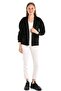 Corduroy Short Black Women's Shirt with Double Pockets and Robe on the Chest - 2