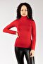 Women's Long Sleeve Turtleneck Lycra Red Combed Cotton Bodysuit - 4