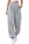 Women's Gray Melange High Waisted Jogger Sweatpants