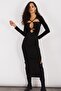 Women's Black Double Slit Midi Dress B166-1