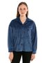 Ribbed Velvet Short Indigo Women's Shirt with Double Pockets on the Chest