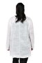 Plus Size Boat Neck White Blouse with Slit Detail on the Sides - 3