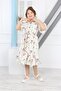 Girl's Belted Floral Patterned Dress - 3