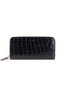 Leather Rectangular Wallet - Black Crocodile Print - 3