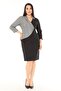 Women's Black and White Plaid Double Breasted and Striped Office Dress Ets-5726
