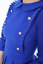 Cobalt Blue Color Patterned Pleated Baby Collar Dress - 5