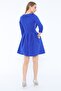 Cobalt Blue Color Patterned Pleated Baby Collar Dress - 6