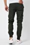 Men's Khaki Slim Fit None Denim Pants with Side Pockets, Waist Tie, Elastic Cuffs, Flexible Fabric - 3