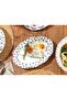 Clover Leaf Porcelain Boat Plate 25 cm White - Blue