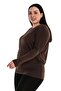 Plus Size Round Neck Bat Sleeve Skirt Wide Band Brown Blouse - 4