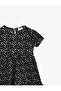 Girl's Black Floral Short Sleeve Crew Neck Dress - 3