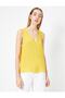 Women's Yellow V-Neck Relaxed Cut Basic Blouse 0YAK38866PW - 2