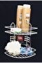 2-Tier White Adhesive Bathroom Corner Organizer, Shampoo Holder, Metal Corner Shower Shelf - 4