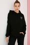Women's Black Bored Printed Oversize Sweatshirt