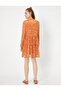 Women's Orange Patterned Dress 0YAL88122IW - 4