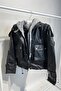 Gray Hooded Leather Jacket - 4