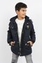Boy's Navy Blue Removable Hooded Oxford Fabric Coat - 4