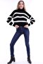 Women's Black Fisherman Striped Knitwear Sweater - 5