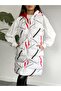 Women's Hooded, Side Pocket, Gathered Waist, Line Patterned Long Puffer Vest - 2