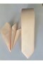 Salmon Matte Dupont Fabric Slim Tie with Handkerchief