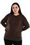Plus Size Round Neck Bat Sleeve Skirt Wide Band Brown Blouse - 5
