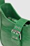 Women's Green Buckle Crocodile Patterned Baguette Bag - 3