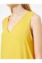 Women's Yellow V-Neck Relaxed Cut Basic Blouse 0YAK38866PW - 5