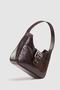 Women's Brown Buckle Crocodile Pattern Baguette Bag - 4