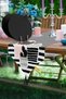 Striped Floor Cactus Motif Triangle Tassel Runner 1 Piece & 6 Pieces Black Colored Supla