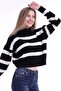 Women's Black Fisherman Striped Knitwear Sweater - 3