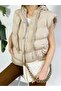 Women's Hooded Puffer Vest with Side Pockets - 3