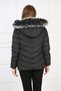 Women's Black Faux Fur Plush Removable Hooded Inflatable Sports Coat with Faux Fur Inside - 6