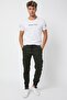 Men's Khaki Slim Fit None Denim Pants with Side Pockets, Waist Tie, Elastic Cuffs, Flexible Fabric - 2