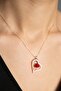 Women's Red Rose Detailed Heart Model Necklace
