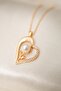 Women's Pearl Detailed Heart Model Necklace - 4
