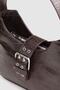 Women's Brown Buckle Crocodile Pattern Baguette Bag - 3