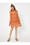 Women's Orange Patterned Dress 0YAL88122IW - 3