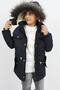 Boy's Navy Blue Removable Hooded Oxford Fabric Coat - 5