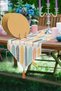 Colorful Leaf Patterned Triangle Tasseled Runner 1 Piece & 6 Pieces Mustard Colored Supla