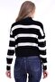 Women's Black Fisherman Striped Knitwear Sweater - 6