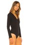 Women's Long Sleeve V-Neck Silk Jersey Bodysuit - 3